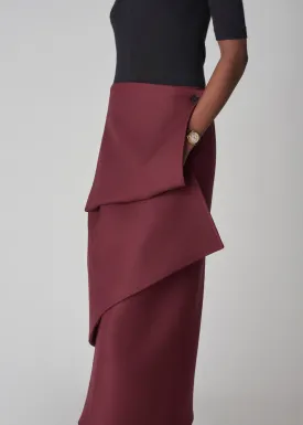 A-Line Skirt in Virgin Wool - Bordeaux