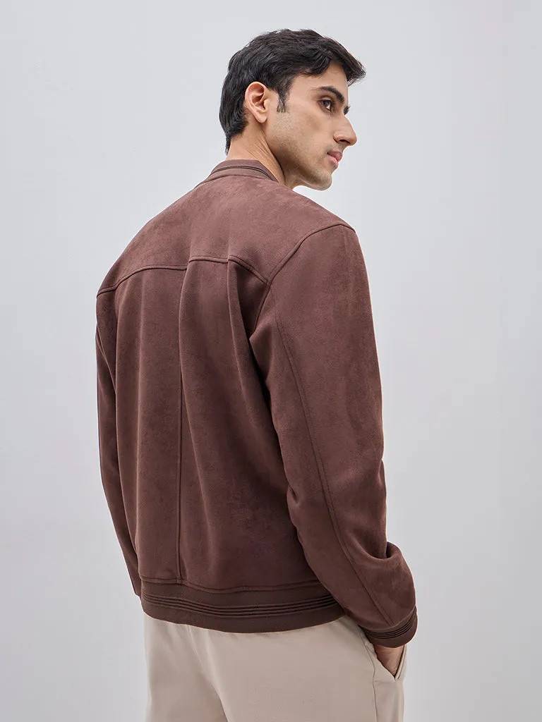 Ascot Brown Faux-Suede Relaxed-Fit Jacket