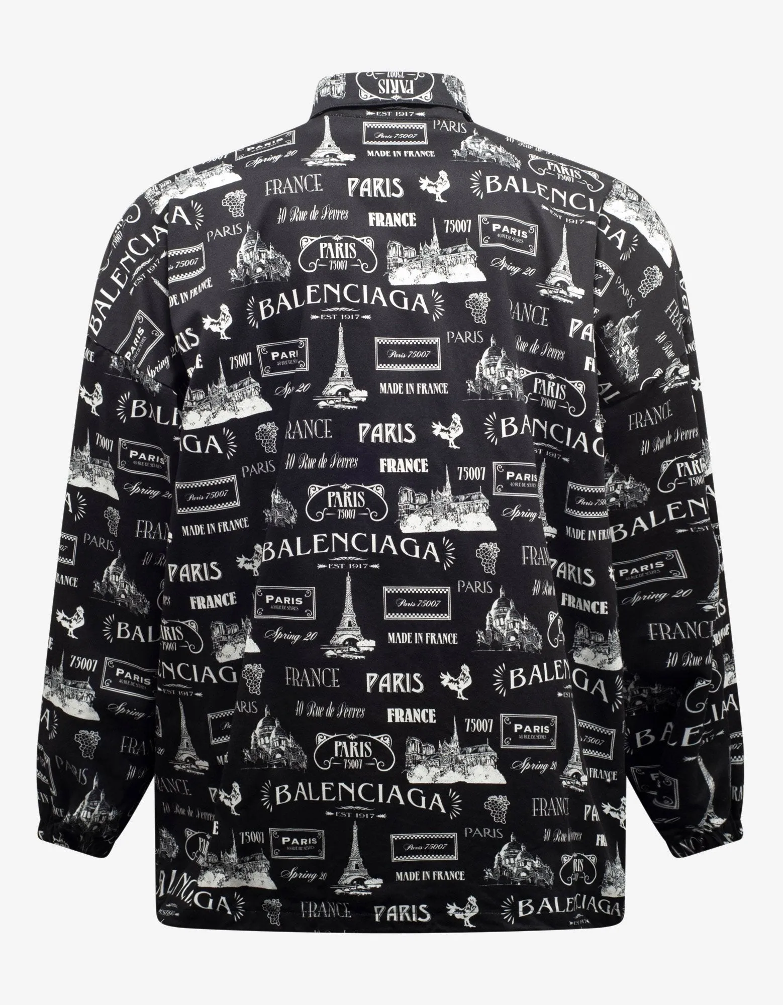 Black Double Sleeve Paris Resto Print Windbreaker