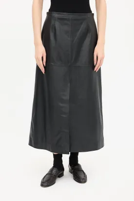 Black Leather A-Line Skirt