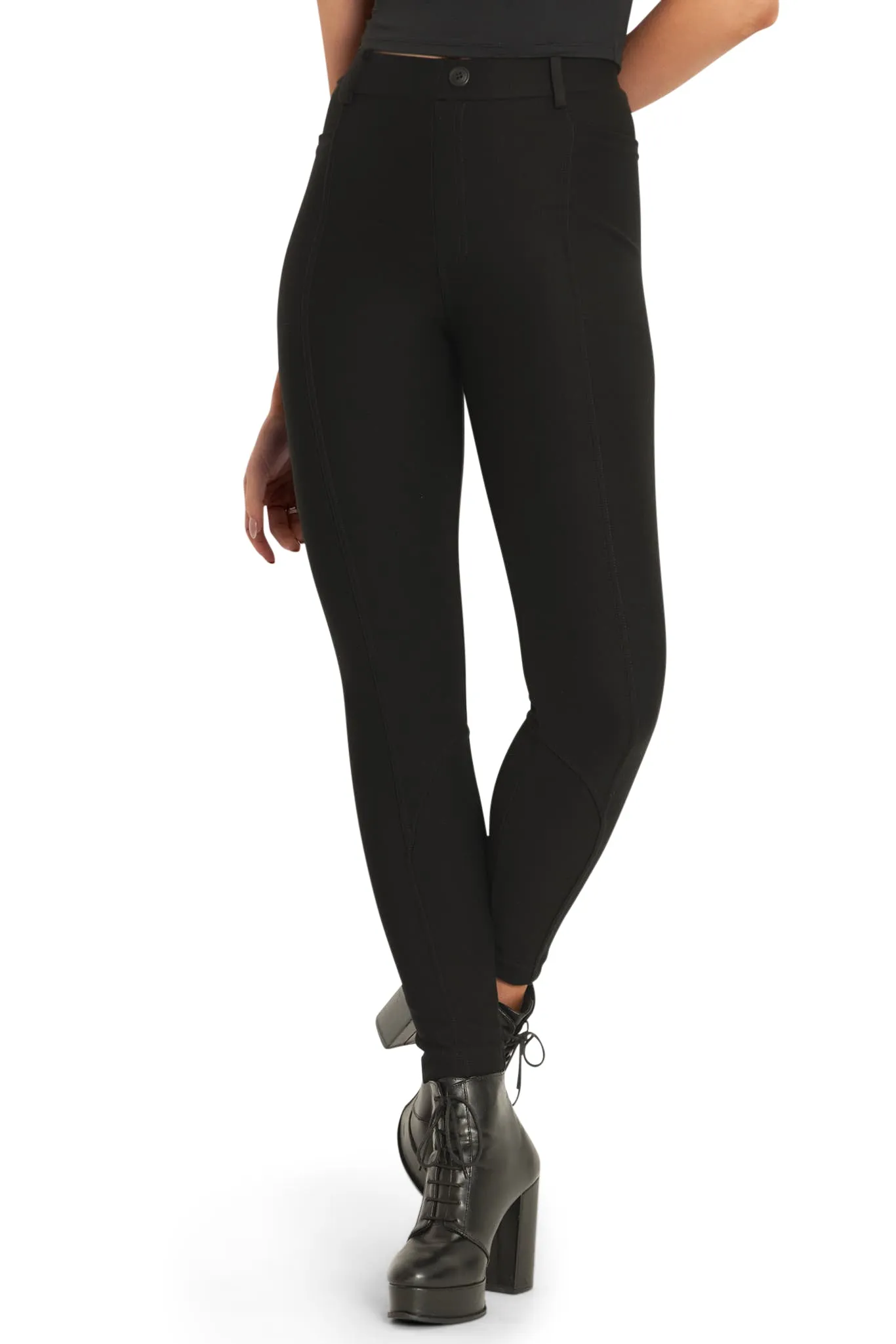 Black Panelled High Waisted Leggings