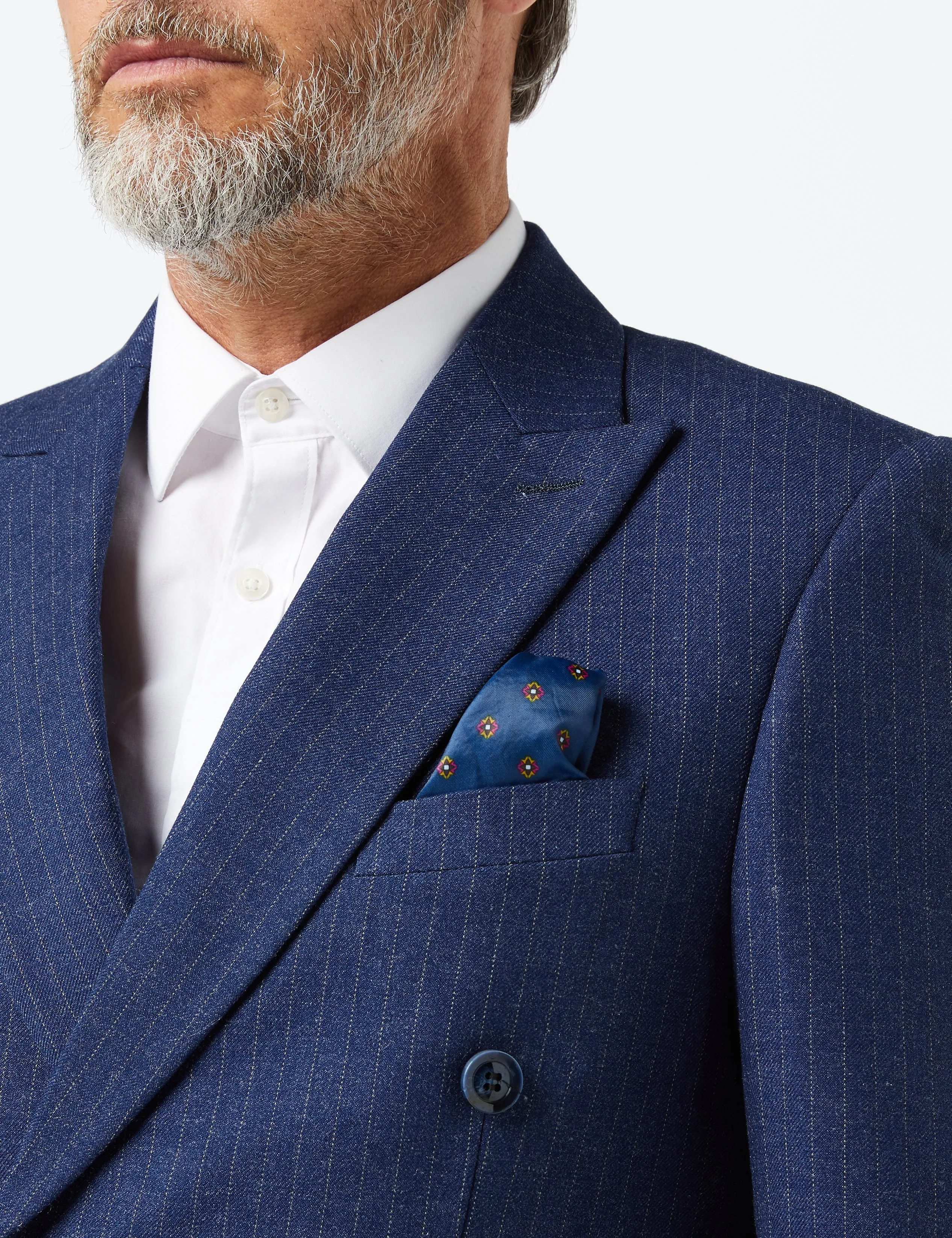 Blue Double Breasted Pinstripe Suit