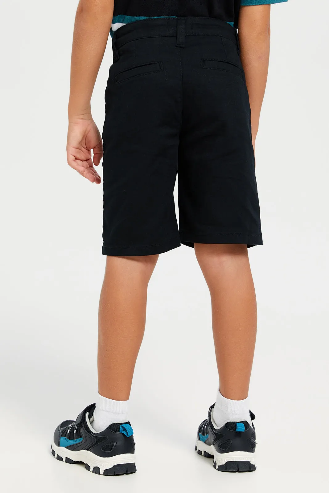 Boys Black Plain Chino Shorts