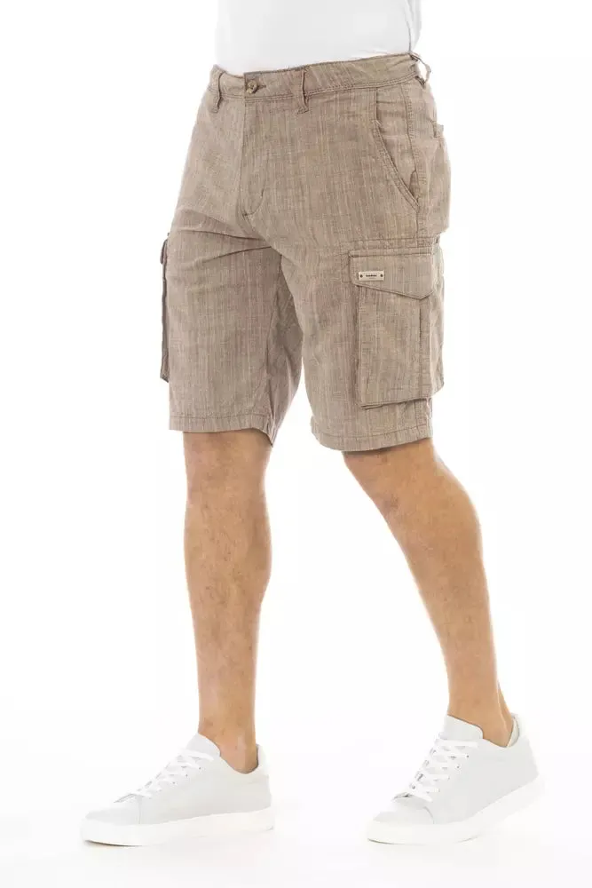 Brown Cotton Men Cargo Short