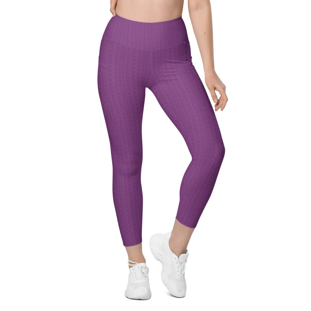 Dahlia Purple High Waisted Leggings with Pockets