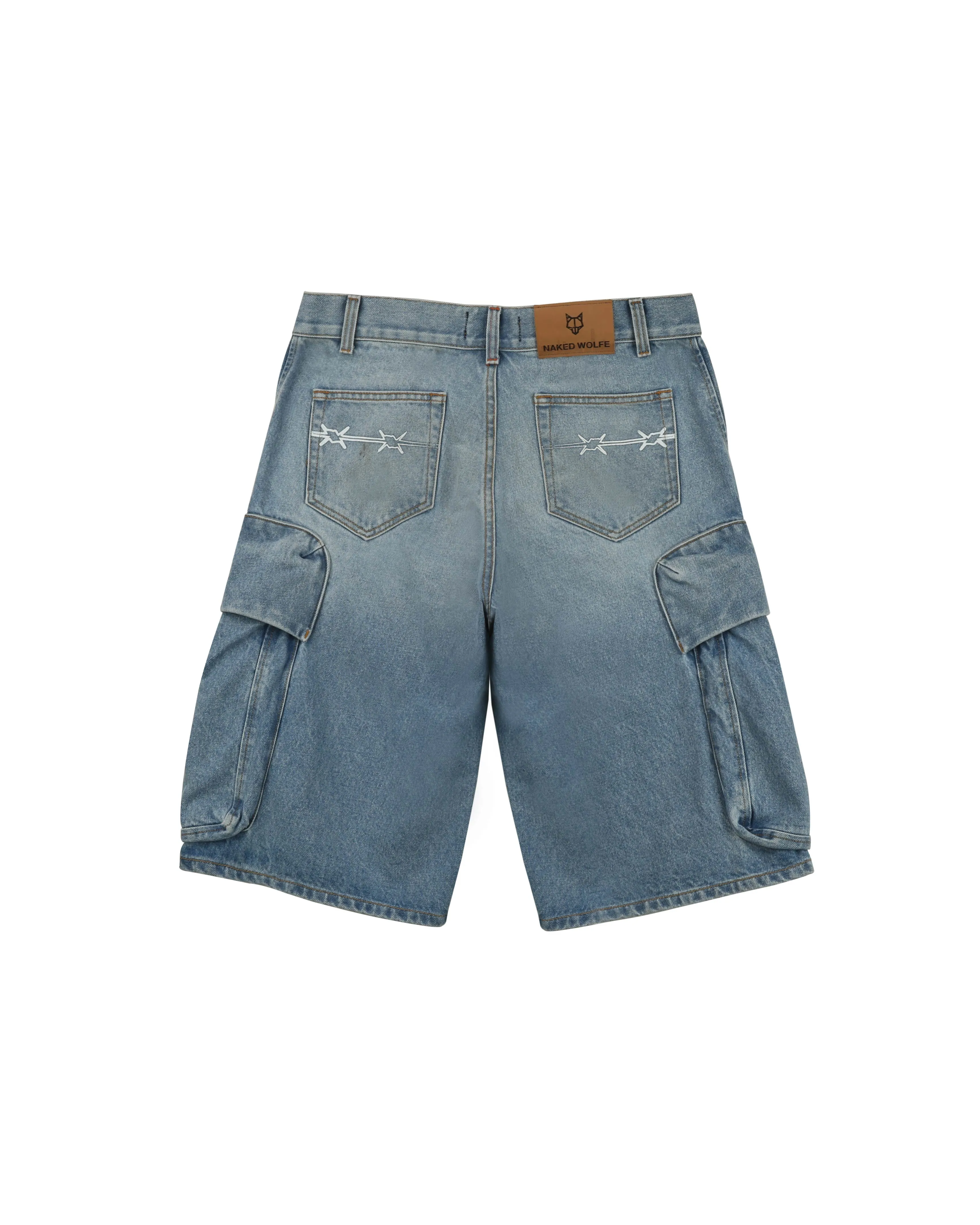 Denim Cargo Shorts Light Blue