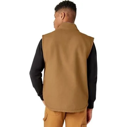 Dickies Men's Duck Wool Sherpa Lined Vest in Rinsed Brown Duck