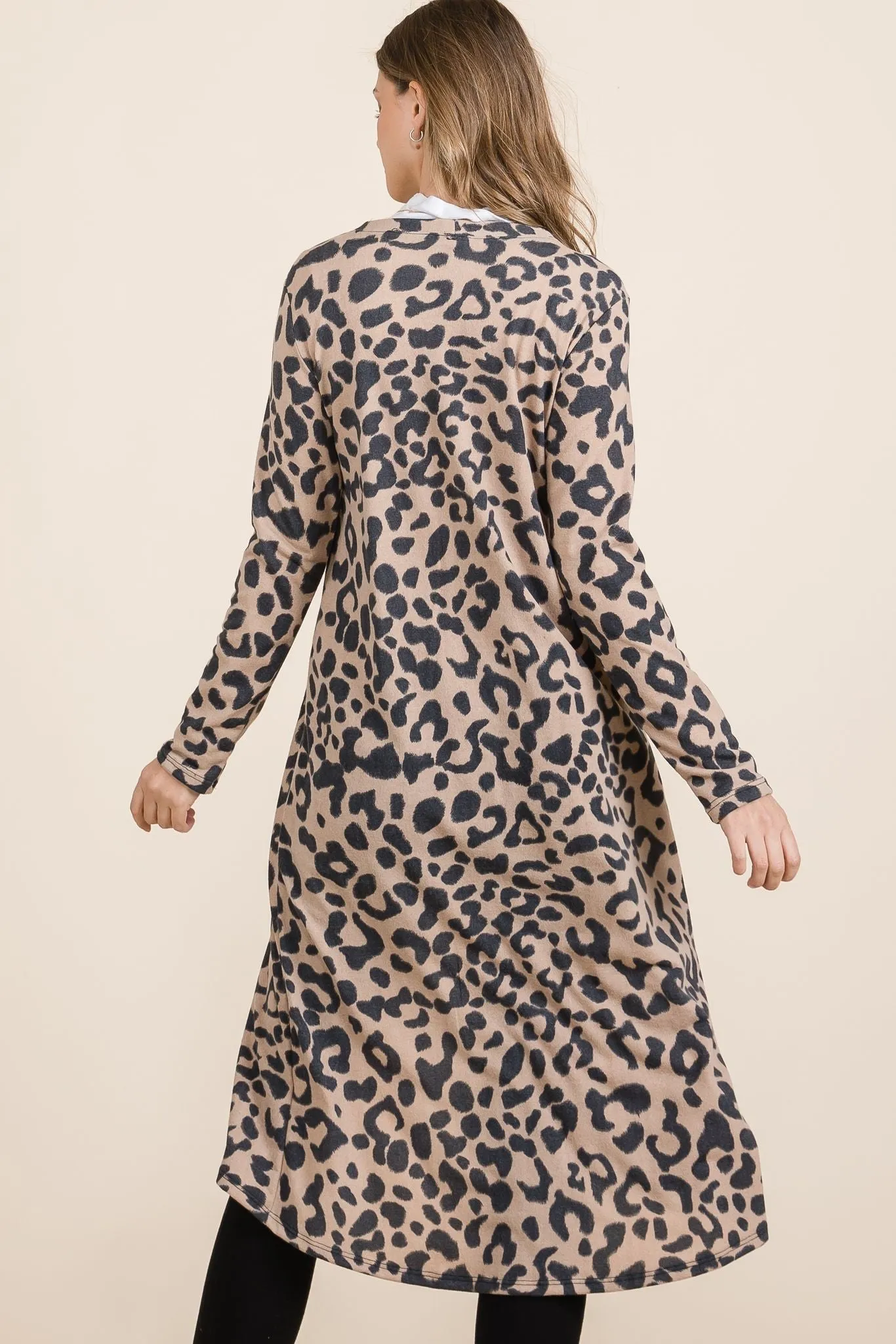 Full Size Leopard V-Neck Long Sleeve Cardigan