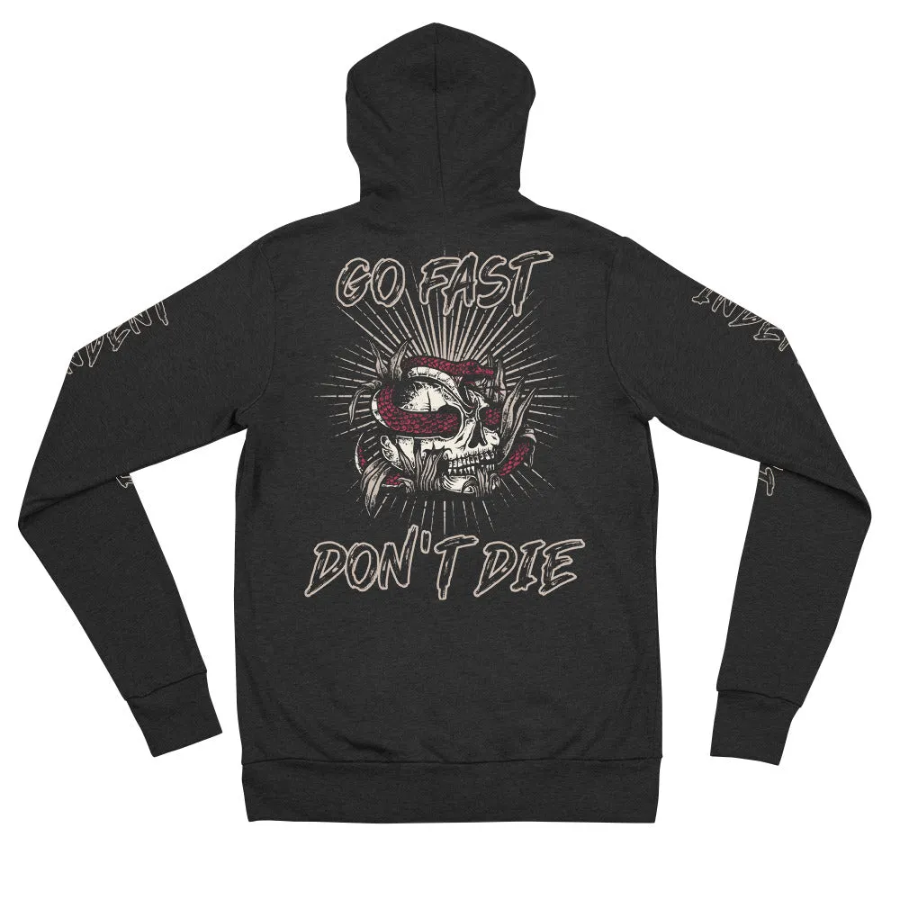 Go Fast Don't Die | Unisex Zip Hoodie