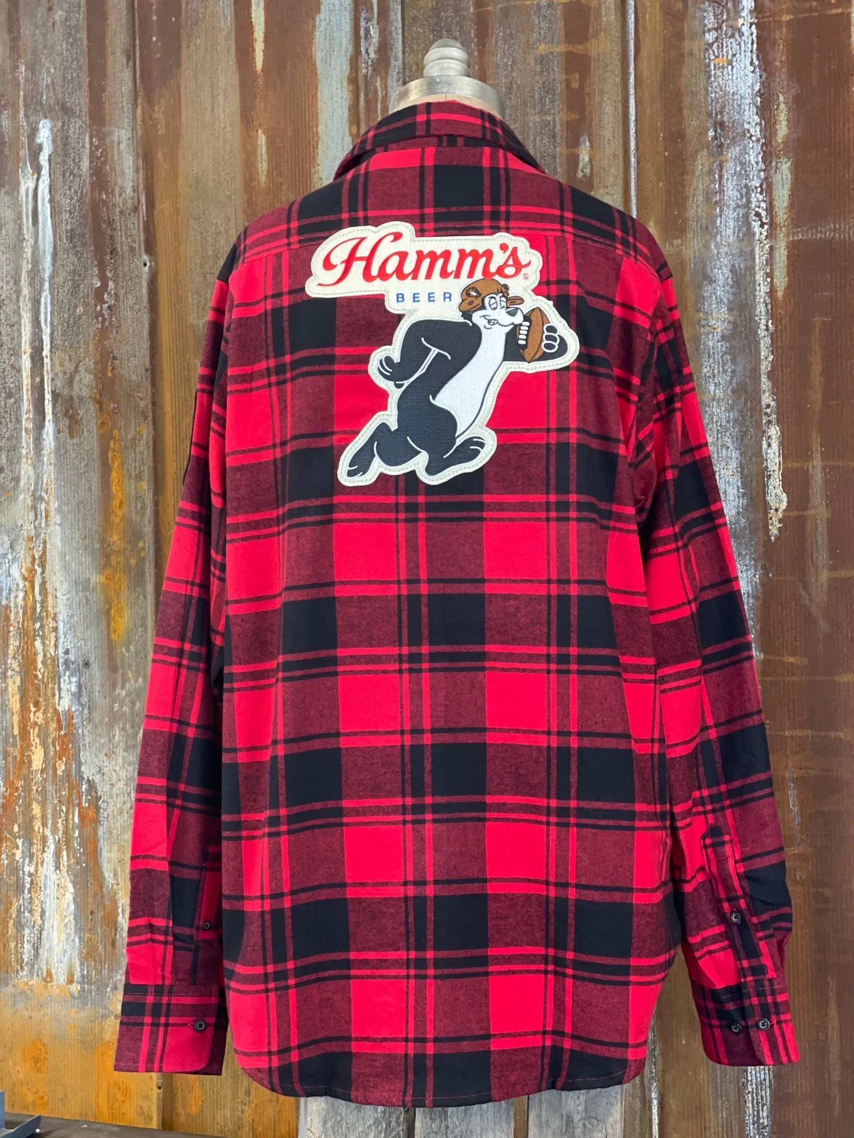 Hamm's Football Bear Flannel- Classic Red/ Black