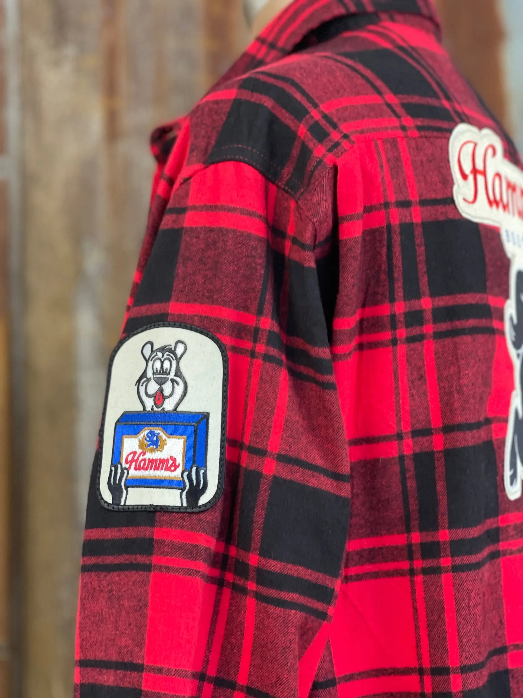 Hamm's Football Bear Flannel- Classic Red/ Black