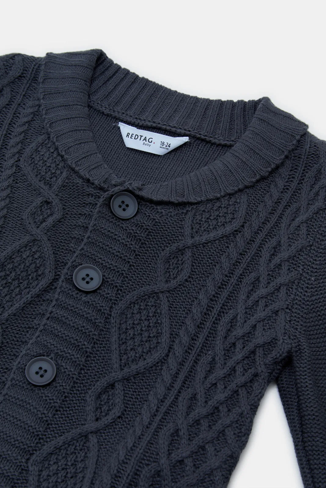 Infant Boys Charcoal Button Up Cable Cardigan