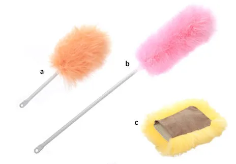 Lambskin Single Stage Wool Duster Big Pro 12" Dusting Pom, 28" overall (b)