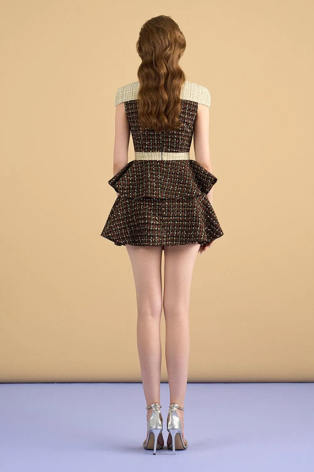 Martha A-line Wavy Tweed Mini Skirt