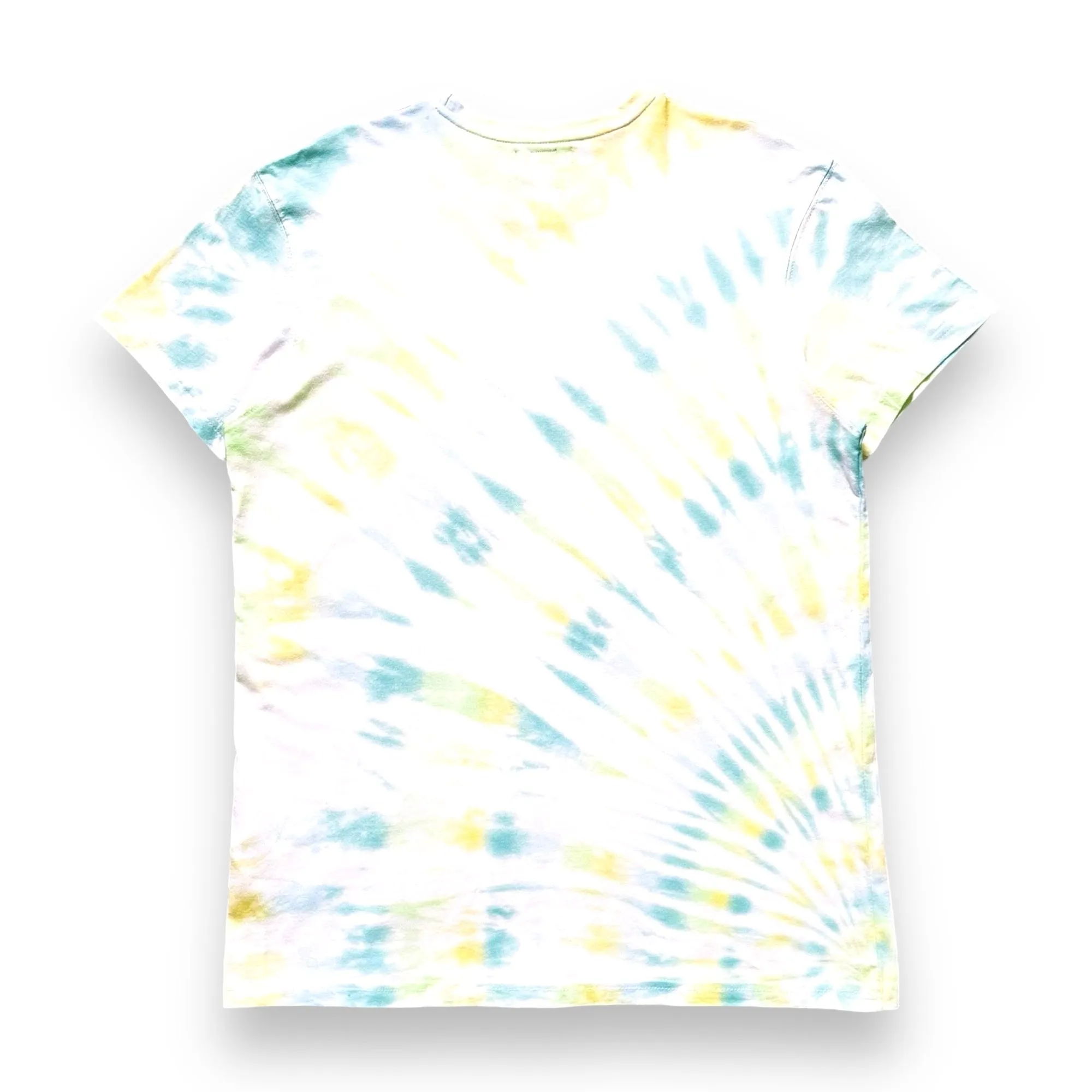 Matcha Green, Yellow, Deep Green & Sky Blue Sunburst Tie Dye T Shirt