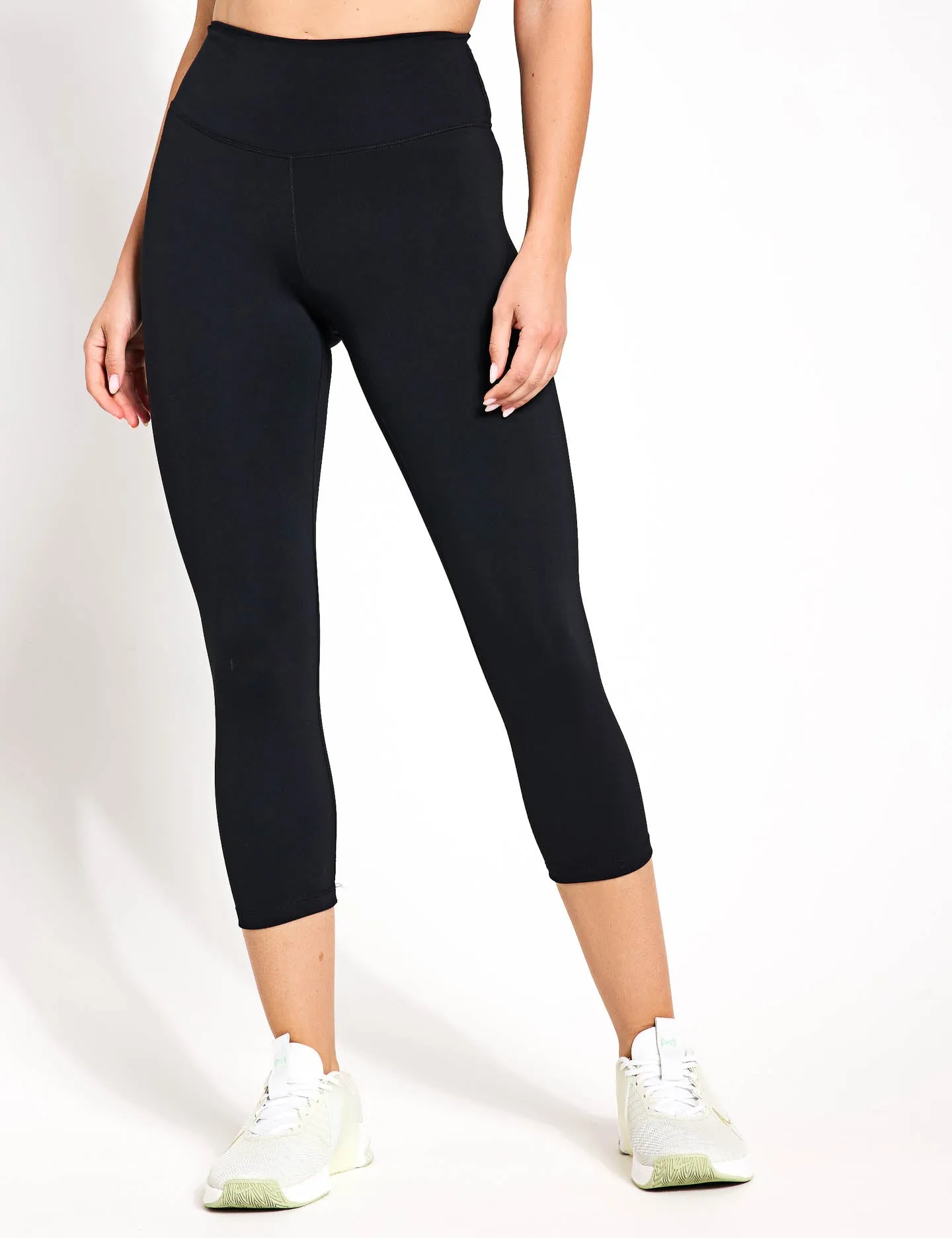 One High Waisted Crop Leggings - Black