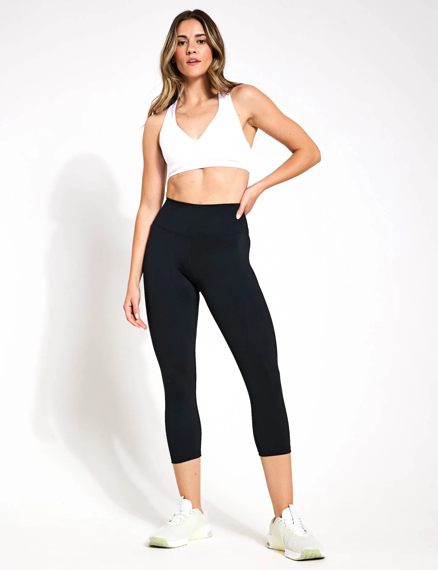 One High Waisted Crop Leggings - Black