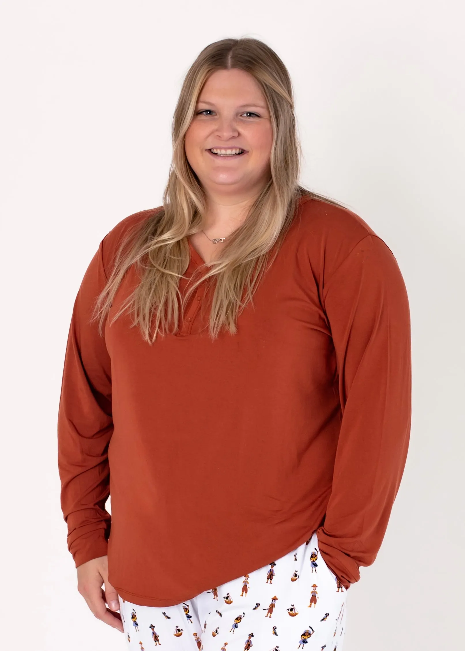 Pecan | Adult Long Sleeve Henley