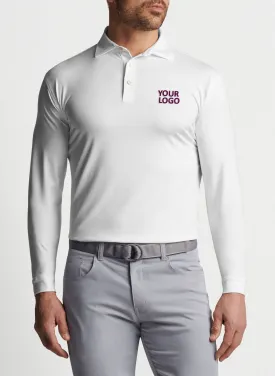 Peter Millar Performance Long Sleeve Branded Polos, White