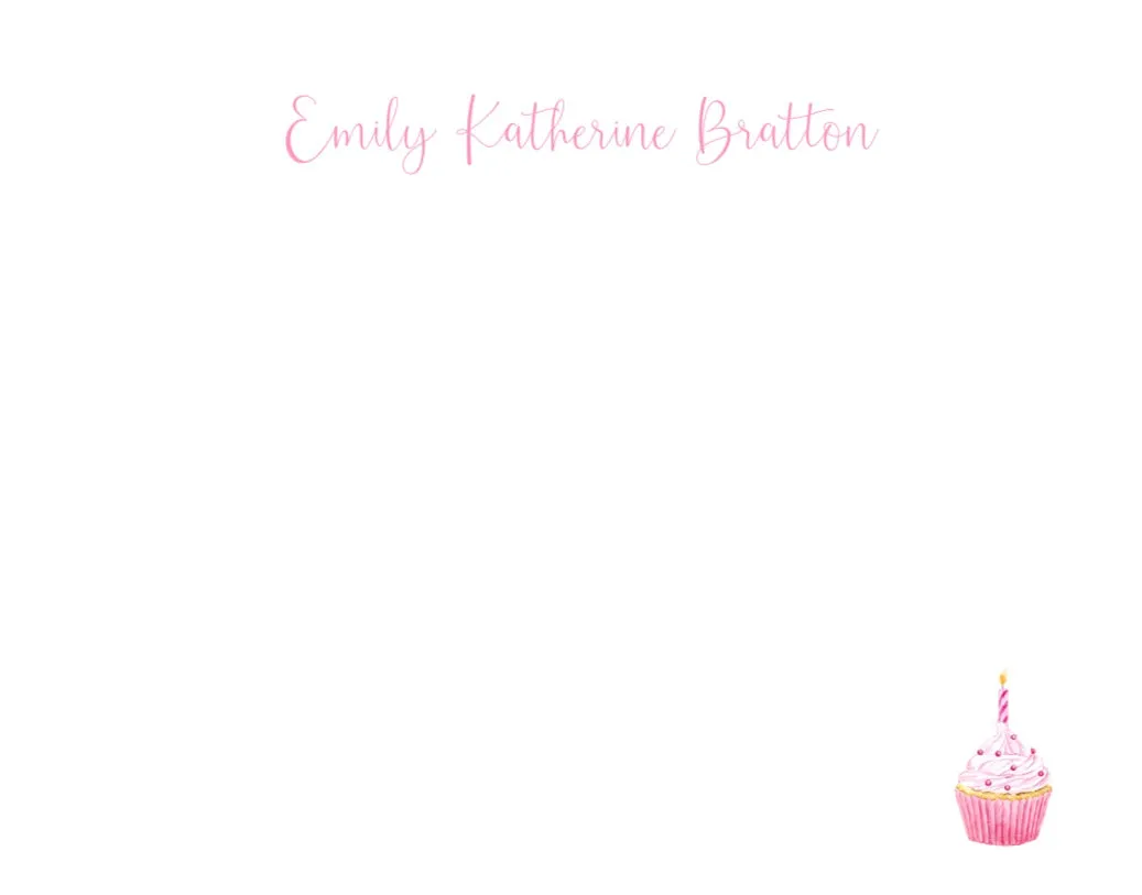 Pink Cupcake Stationery Set