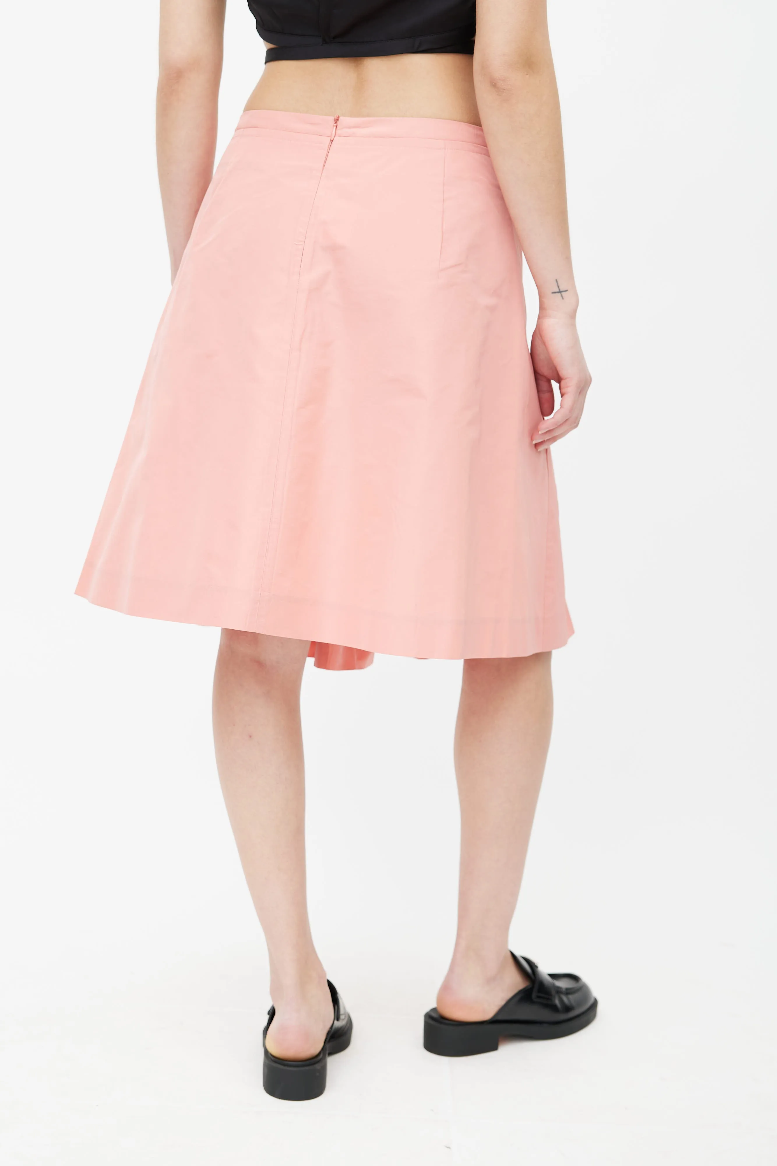 Pink Pleated A-Line Skirt