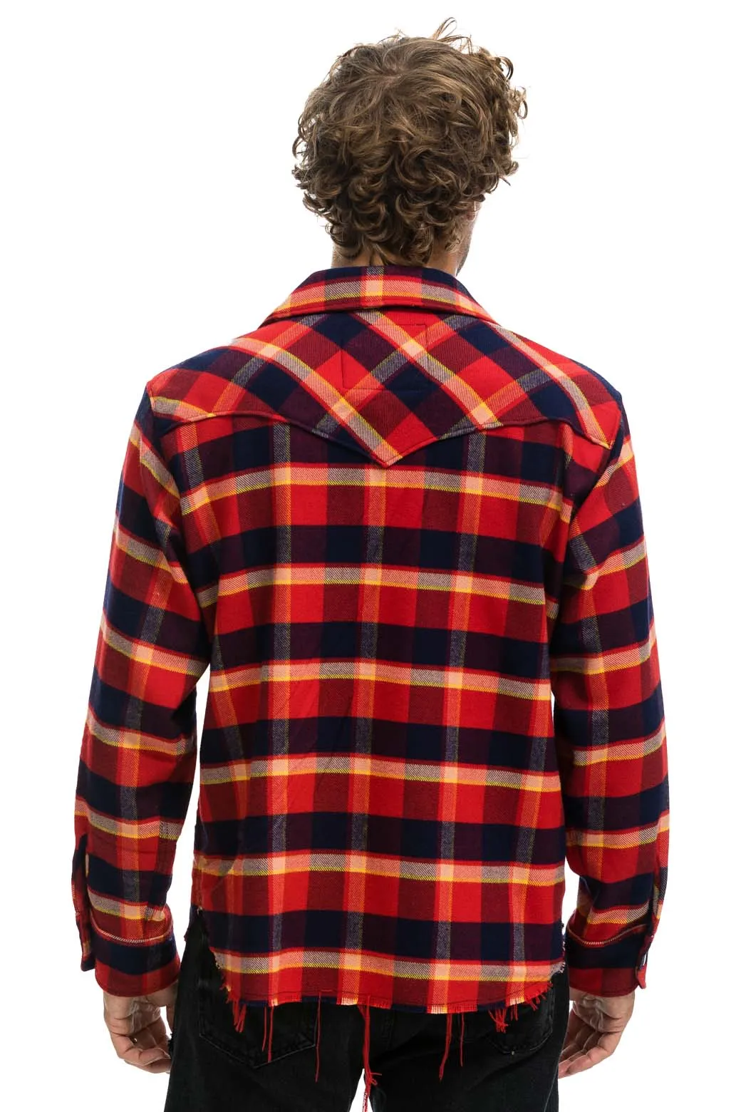 PLAID FLANNEL LIGHT WEIGHT UNISEX WESTERN SHIRT - RUGBY PLAID