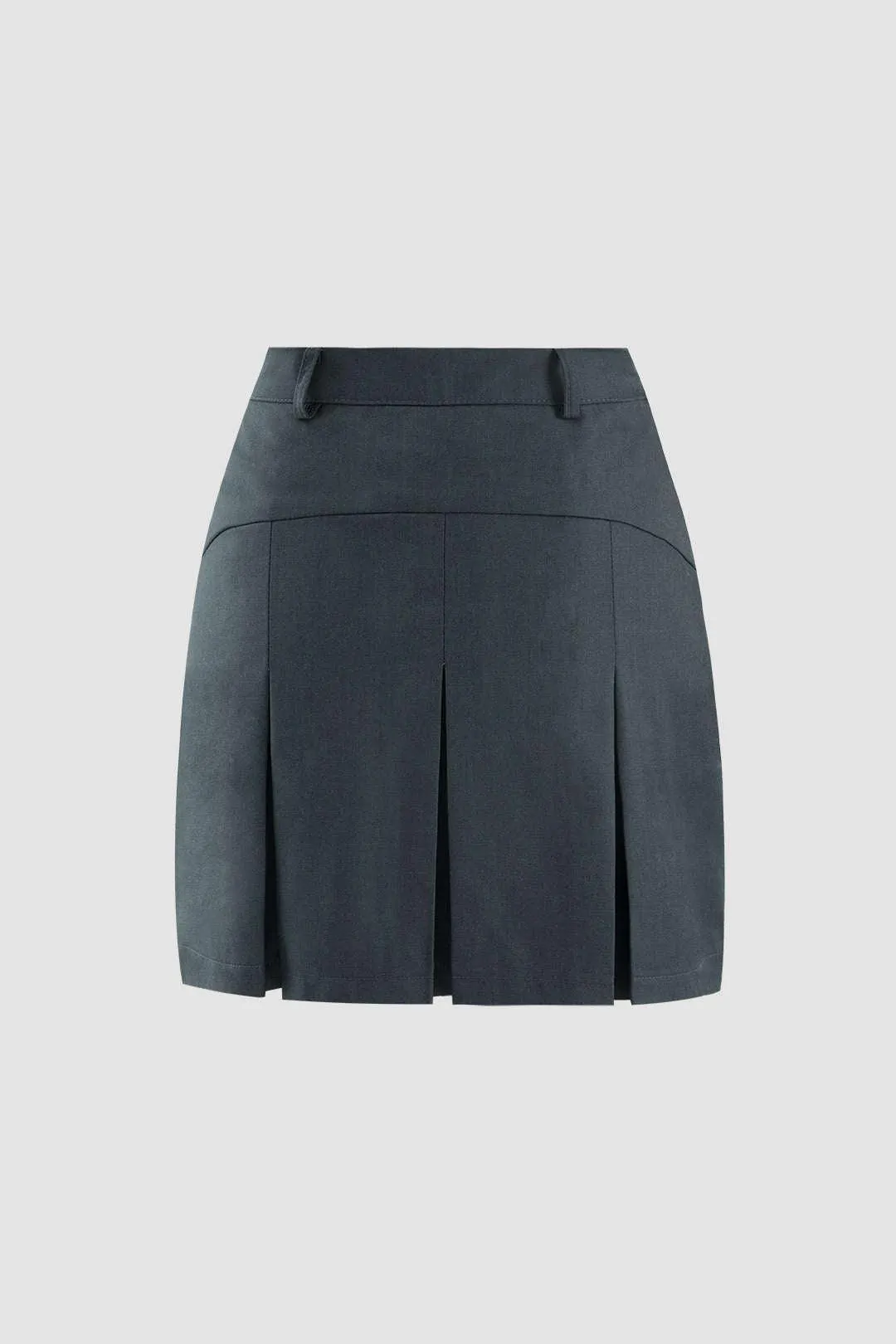 Pleated A-line Mini Skirt