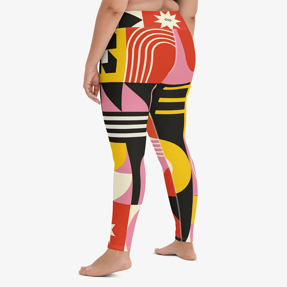 Printed Leggings "Design Delight" Orange/Yellow/Pink