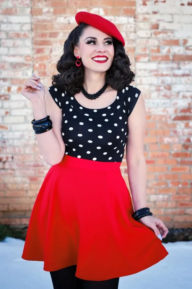 Red Skater Skirt by Retrolicious