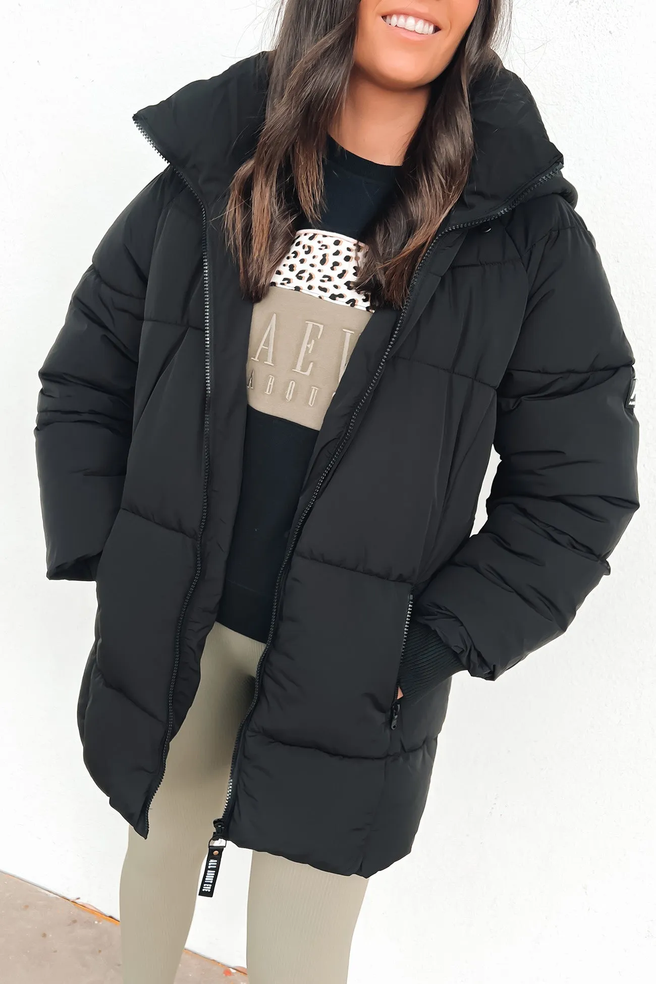 Remi Luxe Midi Puffer Black