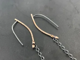 Rose Gold single drop hoops shoulder dusters