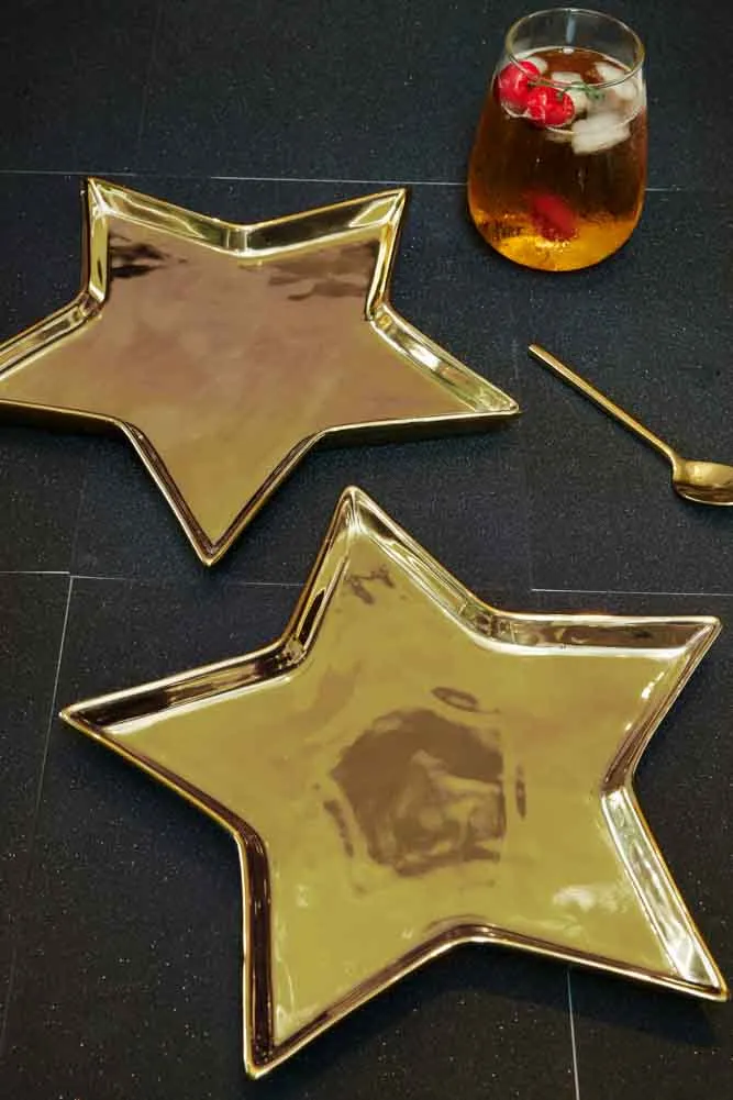 Set of 2 Gold Star Side Plates