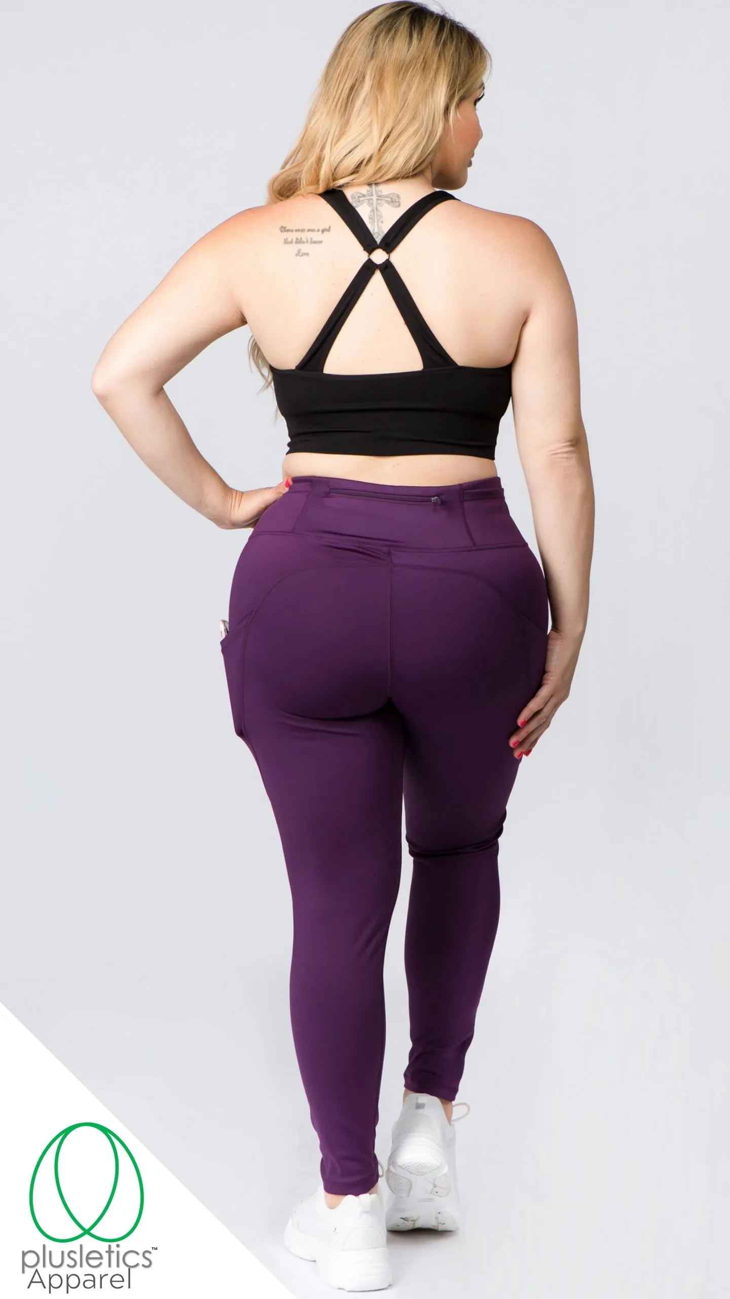 Slim Fit Mobile Pocket Tights - Purple