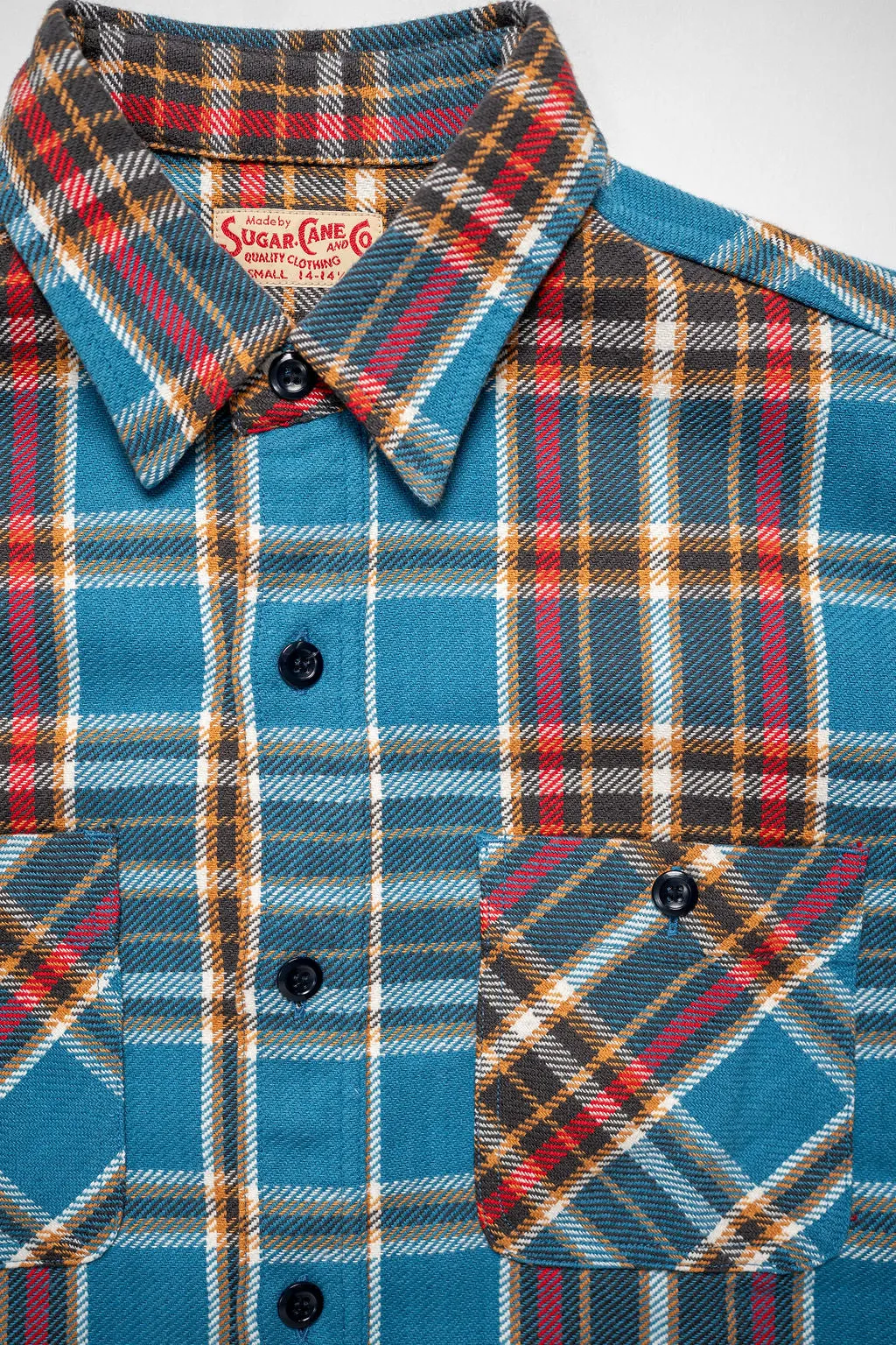 Sugar Cane Lot No. SC29363 Twill Check Work Shirt - Blue