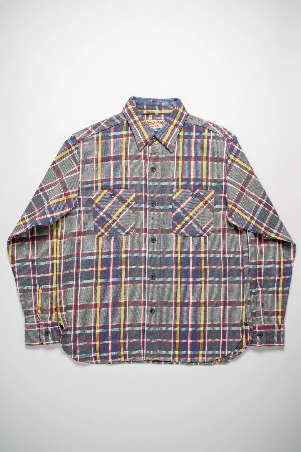 Sugar Cane Lot No. SC29363 Twill Check Work Shirt - Grey