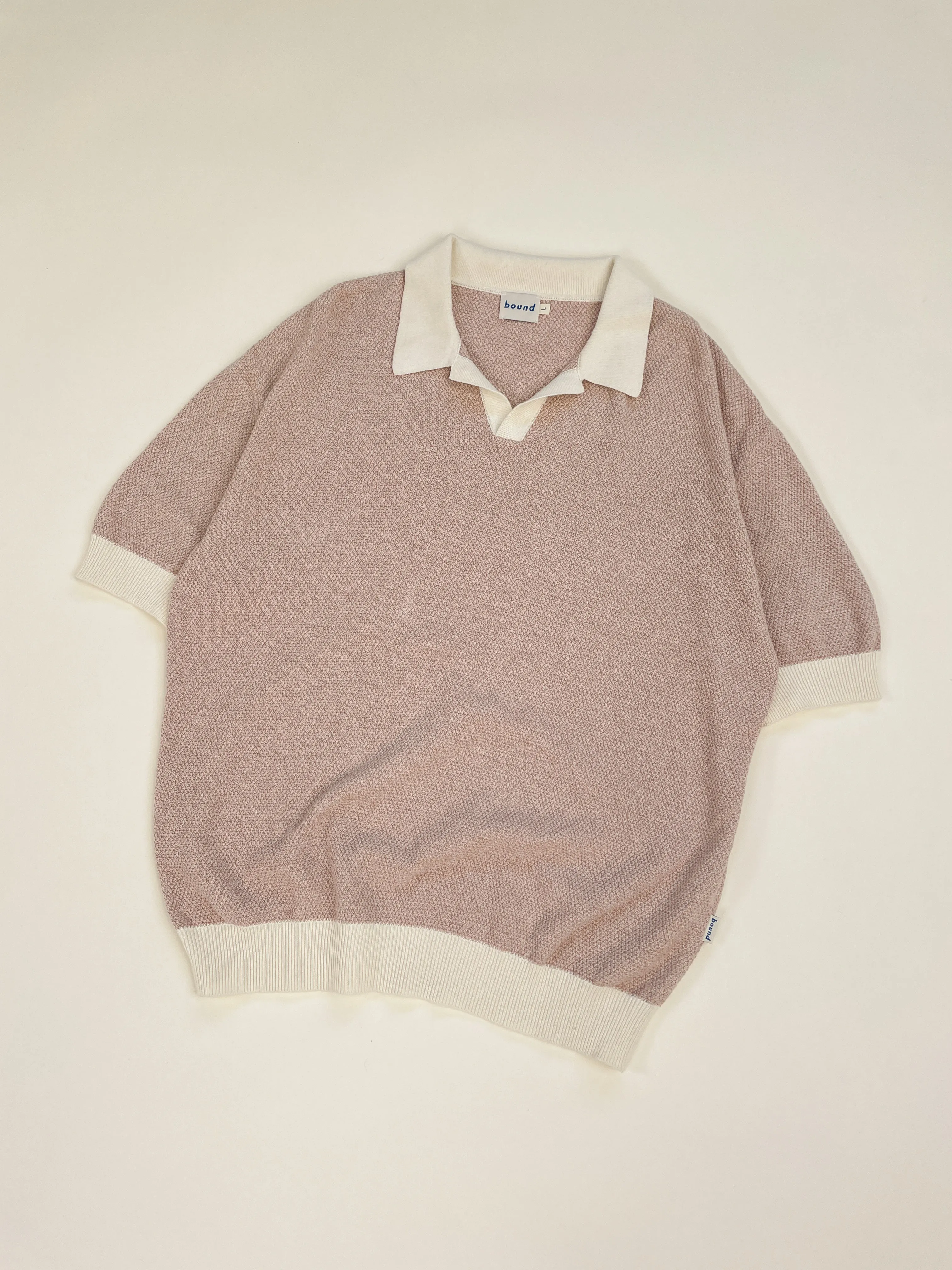 TEXTURED KNIT POLO - OATMEAL