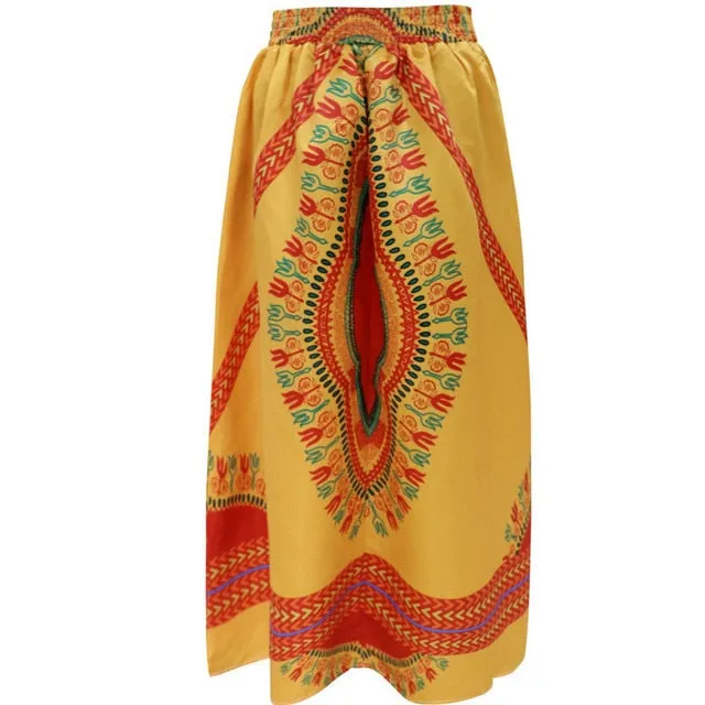 VenusFox Dashiki Floral print High Waist Maxi skirt