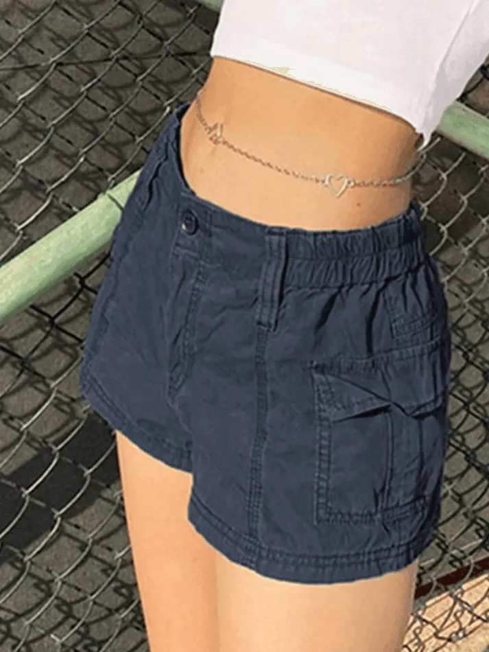 Vintage Low Rise Asymmetric Cargo Shorts